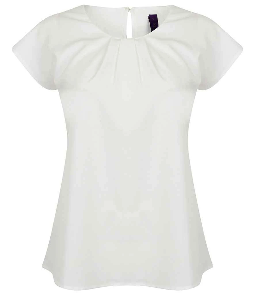 Henbury Ladies Pleat Front Short Sleeve Blouse 5 Henbury Ladies Pleat Front Short Sleeve Blouse - Image 3
