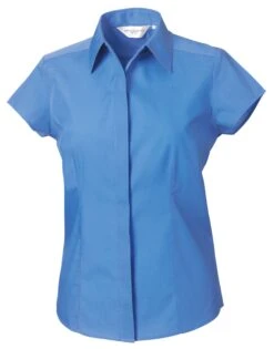 Russell Collection Ladies' Cap Sleeve Fitted Polycotton Poplin Shirt