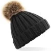 Beechfield Junior Faux Fur Pom Pom Chunky Beanie -XAMAX 032d0f491eefc62bb2a02842e180c05fc899126a9d1d7d4b4dff183770f8aca7