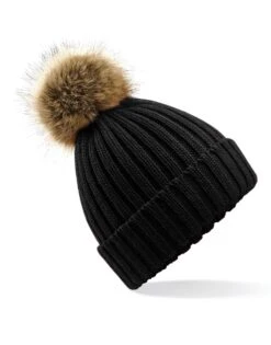 Beechfield Faux Fur Pom Pom Chunky Beanie -XAMAX 03a8df64a2626fd5bf7dab5532b499c4619451becb3b82ac29a4c3e69894c132