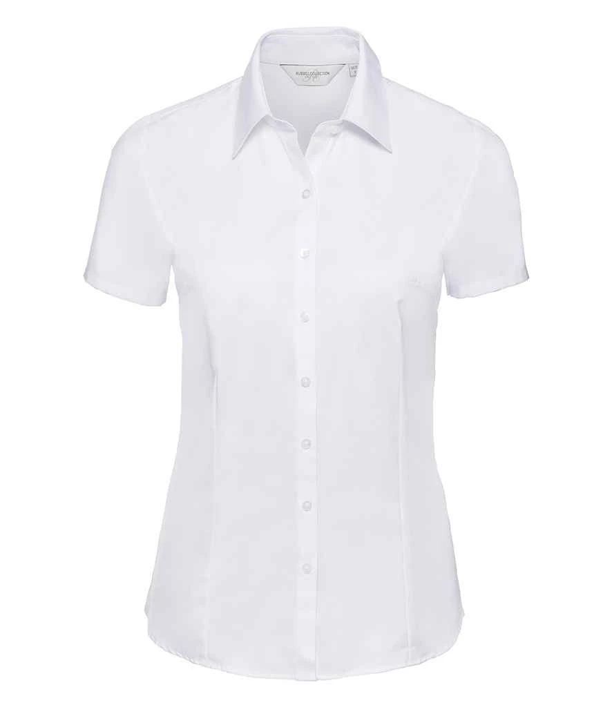 Russell Collection Ladies' Short Sleeve Tailored Herringbone Shirt 4 Russell Collection Ladies' Short Sleeve Tailored Herringbone Shirt - Image 2