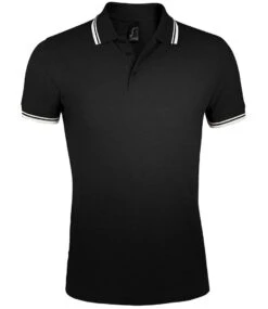 SOL's Pasadena Tipped Cotton Piqué Polo Shirt -XAMAX 10577 bk 2fwh front
