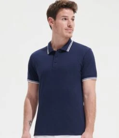 SOL's Pasadena Tipped Cotton Piqué Polo Shirt -XAMAX 10577 fn wh model 1 hero
