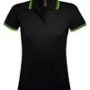 SOL's Ladies Pasadena Tipped Cotton Piqué Polo Shirt 1 SOL's Ladies Pasadena Tipped Cotton Piqué Polo Shirt -XAMAX 10578 bk 2flm front