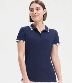 SOL's Ladies Pasadena Tipped Cotton Piqué Polo Shirt -XAMAX 10578 fn wh model 1 hero 1