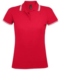 SOL's Ladies Pasadena Tipped Cotton Piqué Polo Shirt -XAMAX 10578 rd 2fwh front