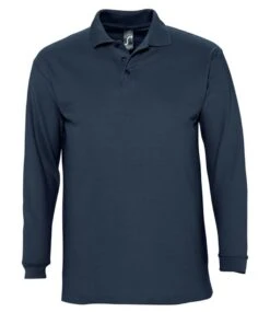 SOL's Winter Ii Long Sleeve Cotton Piqué Polo Shirt -XAMAX 11353 nav front