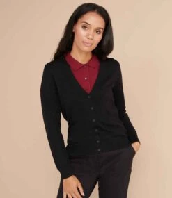 Henbury Ladies Lightweight V Neck Cardigan -XAMAX 13b63a164141e00f31843054591b00bfc7e8407da11f1f1cbe8469c31b04cd82