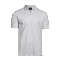 Tee Jays Mens Luxury Stretch V-Neck Polo -XAMAX 1404 white front
