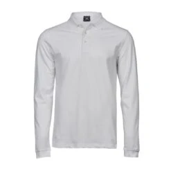 Tee Jays Mens Luxury Long Sleeve Stretch Polo -XAMAX 1406 white front