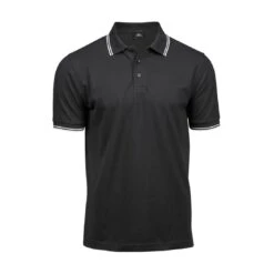 Tee Jays Mens Luxury Stripe Stretch Polo 40 Tee Jays Mens Luxury Stripe Stretch Polo -XAMAX 1407 black wht. front 1