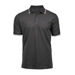 Tee Jays Mens Luxury Stripe Stretch Polo 31 Tee Jays Mens Luxury Stripe Stretch Polo -XAMAX 1407 dk.grey wh front