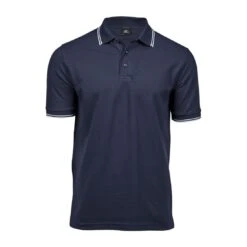 Tee Jays Mens Luxury Stripe Stretch Polo 26 Tee Jays Mens Luxury Stripe Stretch Polo -XAMAX 1407 navy wht. front