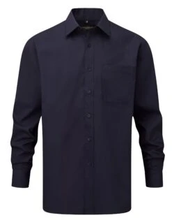 Russell Collection Mens Long Sleeve Classic Polycotton Poplin Shirt