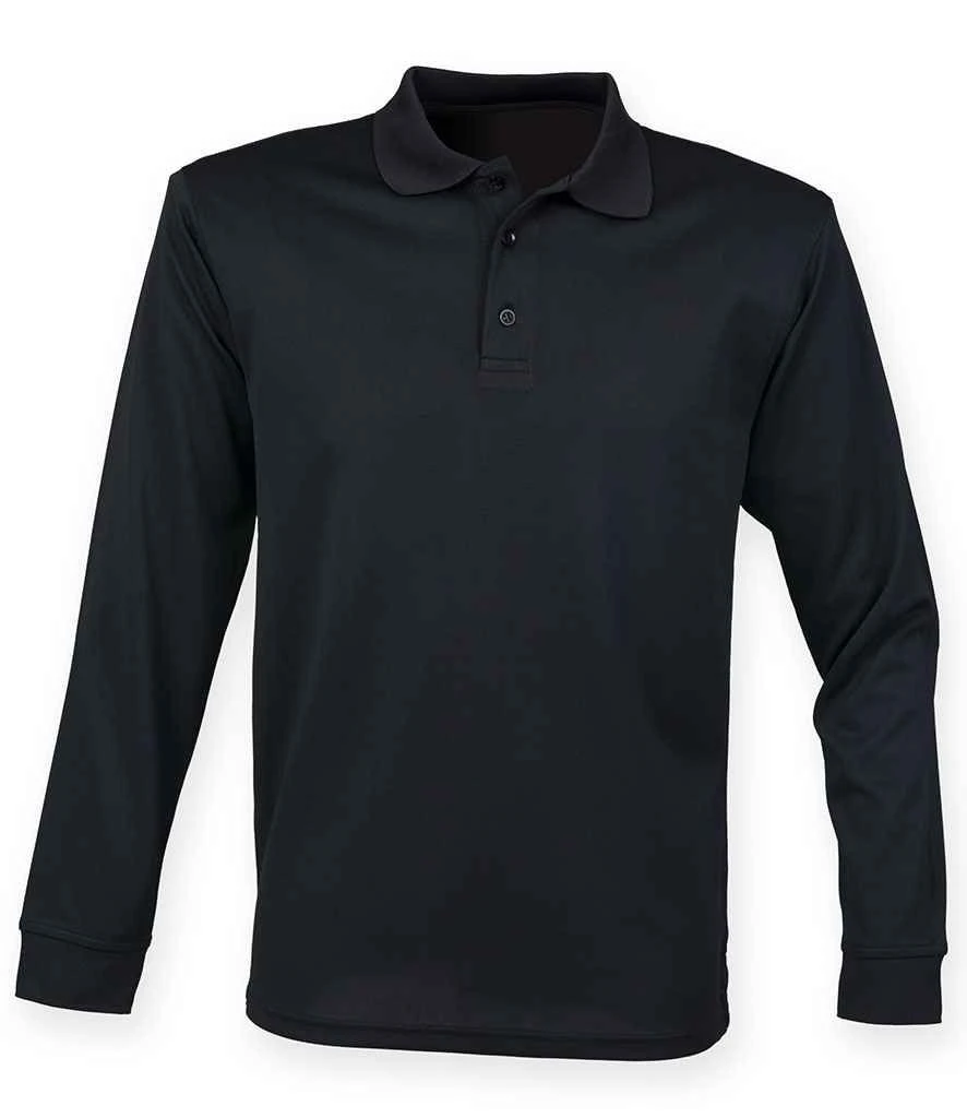 Henbury Unisex Long Sleeve Coolplus Piqué Polo Shirt 4 Henbury Unisex Long Sleeve Coolplus Piqué Polo Shirt - Image 2