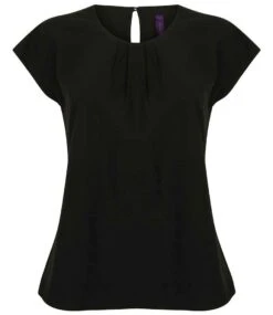 Henbury Ladies Pleat Front Short Sleeve Blouse 6 Henbury Ladies Pleat Front Short Sleeve Blouse -XAMAX 1b9babd3964eeb92aa06a12d654a67506a62cd11b33c1a1d7494aa4173fa1fd0
