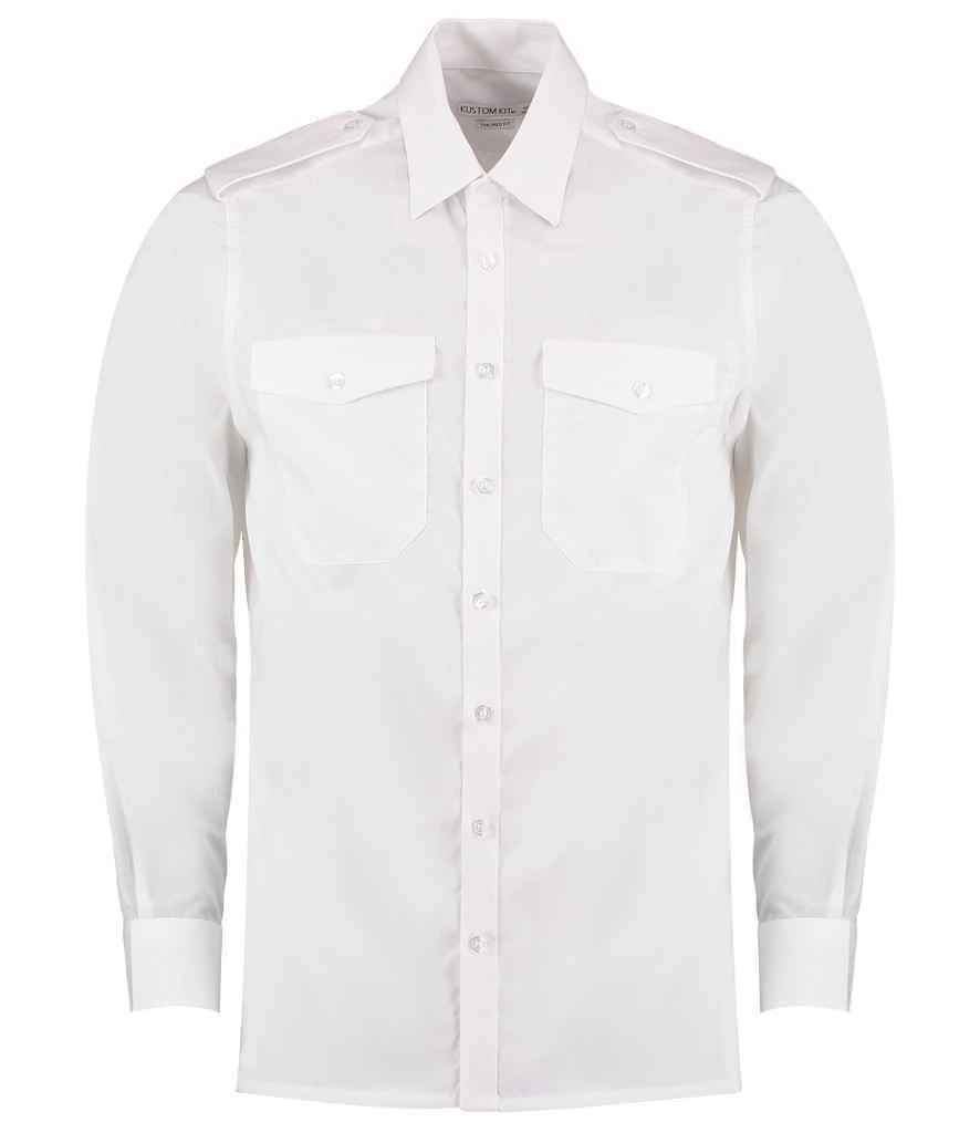 Kustom Kit Tailored Fit Long Sleeved Pilot Shirt 4 Kustom Kit Tailored Fit Long Sleeved Pilot Shirt - Image 2