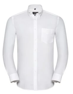 Russell Collection Mens Long Sleeve Tailored Button-Down Oxford Shirt