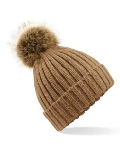 Beechfield Faux Fur Pom Pom Chunky Beanie