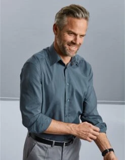 Russell Collection Mens Long Sleeve Tailored Polycotton Poplin Shirt -XAMAX 2c83da20b2824d32a5d13b3c87c361a86421ca9bb07df53a7a25fe3d8d99a7a5