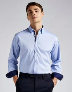 Kustom Kit Tailored Fit Long Sleeve Premium Contrast Oxford Button Down Collar Shirt -XAMAX 32554f1b07e48225635599987957c13c1091ec28d634bf0c21c28594ad41dc02