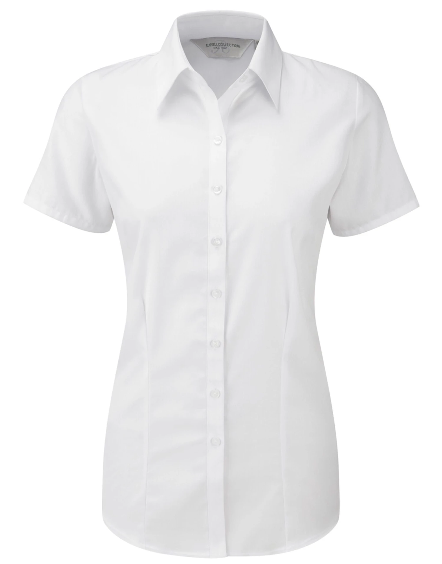 Russell Collection Ladies' Short Sleeve Tailored Herringbone Shirt 6 Russell Collection Ladies' Short Sleeve Tailored Herringbone Shirt - Image 4