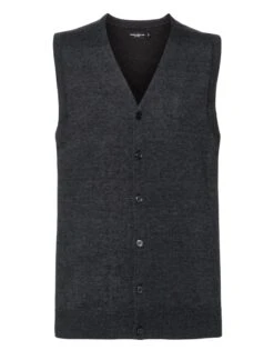 Russell Collection Mens V-Neck Sleeveless Knitted Cardigan