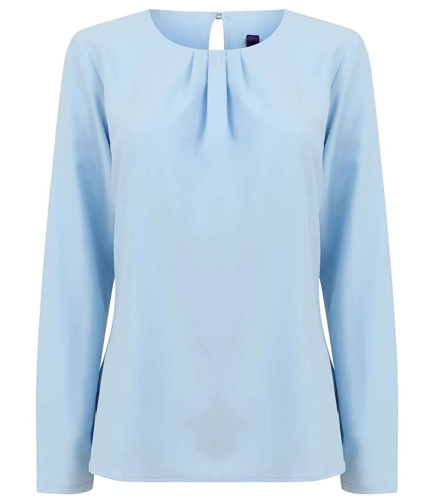Henbury Ladies Pleat Front Long Sleeve Blouse 4 Henbury Ladies Pleat Front Long Sleeve Blouse - Image 2