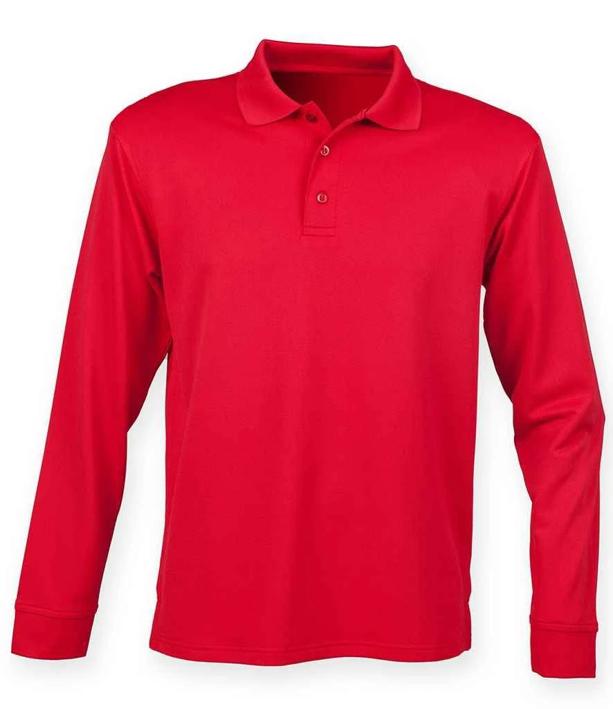 Henbury Unisex Long Sleeve Coolplus Piqué Polo Shirt 8 Henbury Unisex Long Sleeve Coolplus Piqué Polo Shirt - Image 6