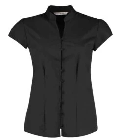 Kustom Kit Tailored Fit Cap Sleeve Mandarin Collar Blouse -XAMAX 45a1f03966464a017c36dca05df87b21472e498433af3e3a6fd85b771ae716a4