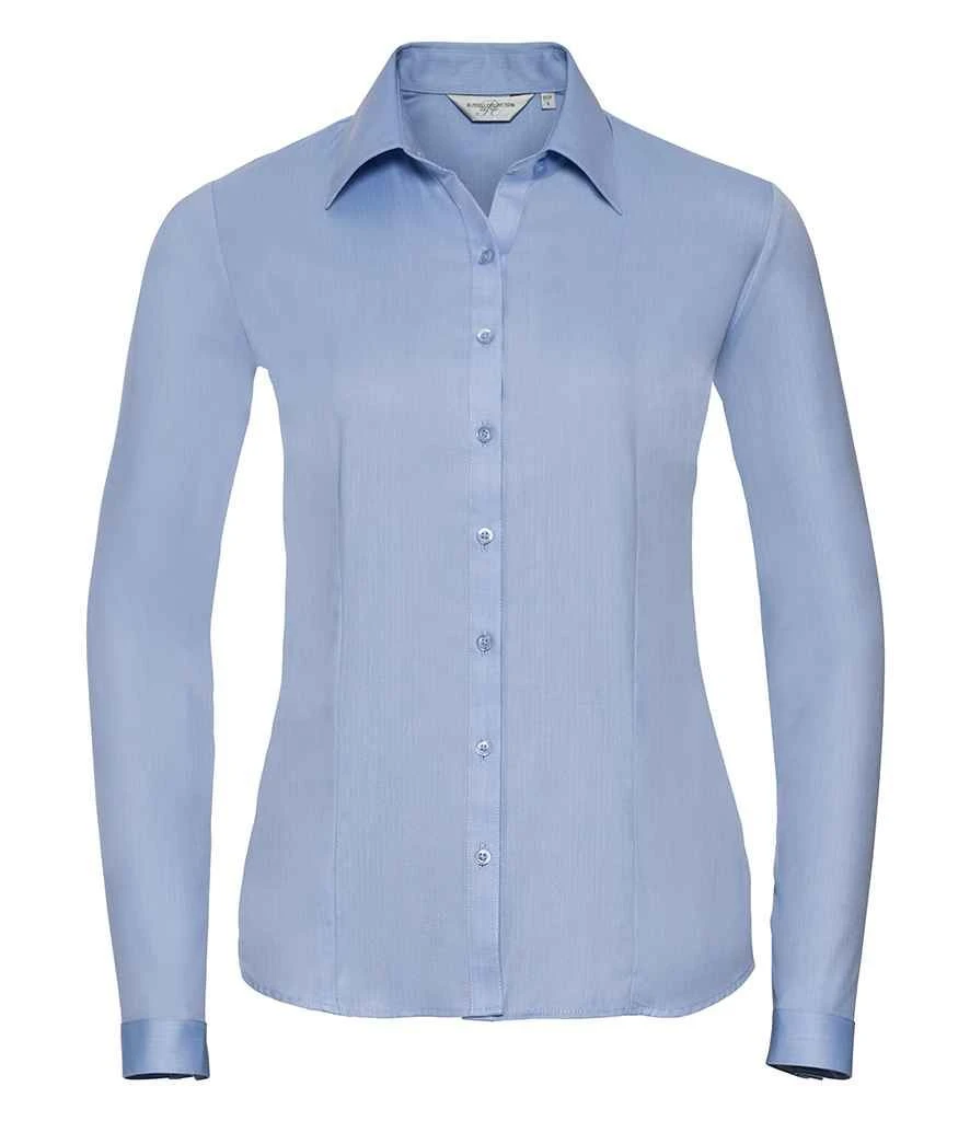 Russell Collection Ladies' Long Sleeve Tailored Herringbone Shirt 6 Russell Collection Ladies' Long Sleeve Tailored Herringbone Shirt - Image 4