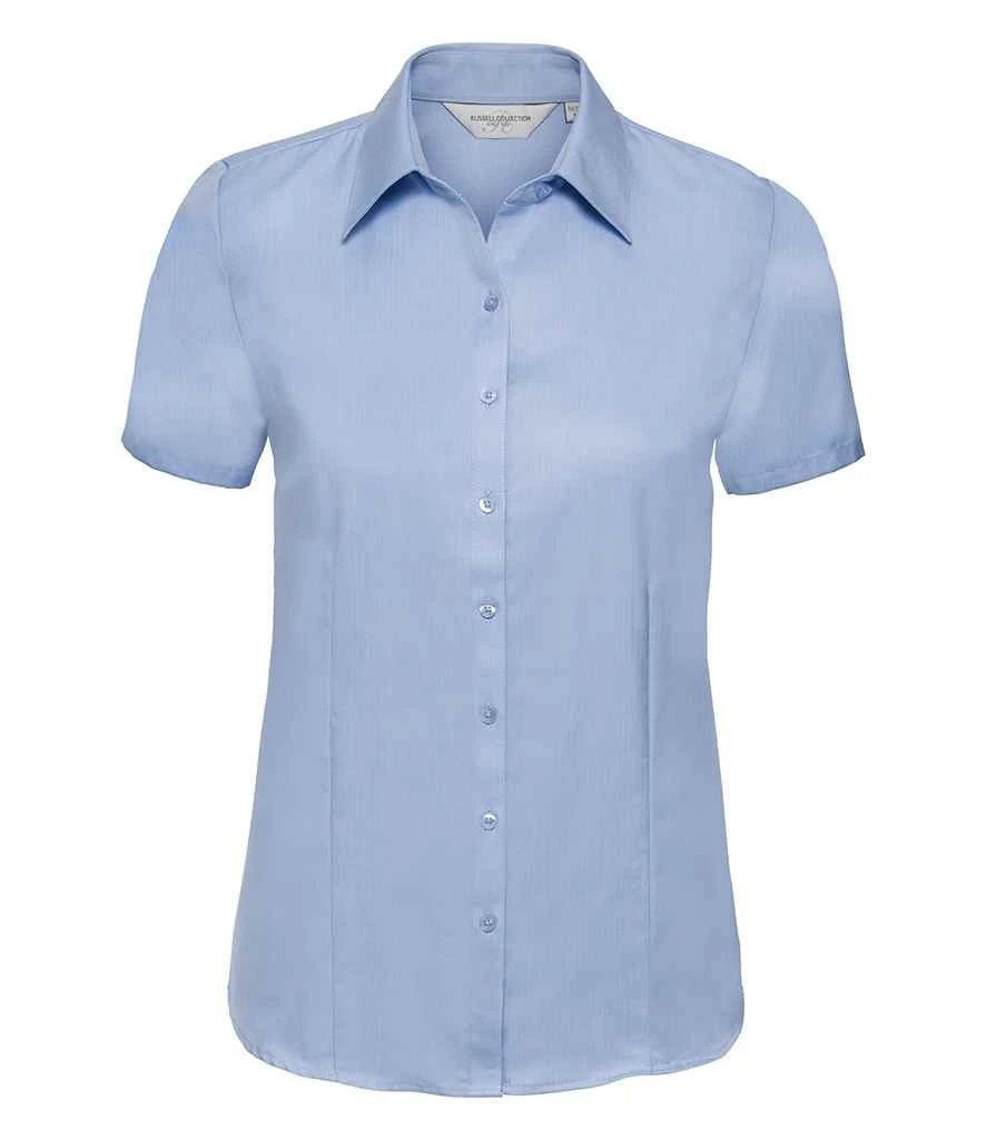 Russell Collection Ladies' Short Sleeve Tailored Herringbone Shirt 7 Russell Collection Ladies' Short Sleeve Tailored Herringbone Shirt - Image 5