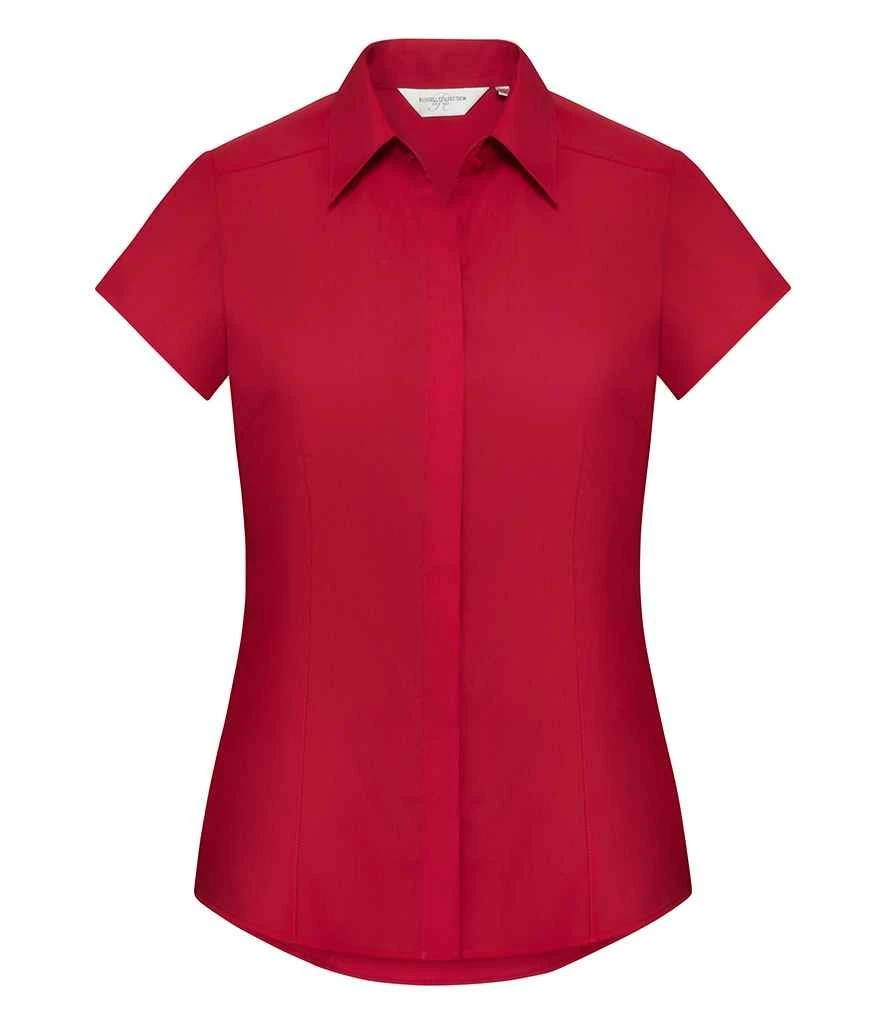 Russell Collection Ladies' Cap Sleeve Fitted Polycotton Poplin Shirt 10 Russell Collection Ladies' Cap Sleeve Fitted Polycotton Poplin Shirt - Image 8