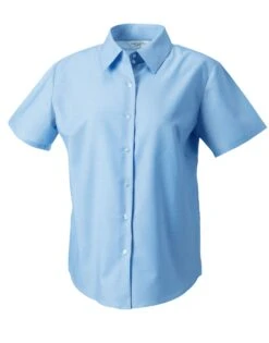 Russell Collection Ladies' Short Sleeve Tailored Oxford Shirt -XAMAX 558304125d4dd037be4d1666df10c83bbeb828b128cf3b234399d90990929578