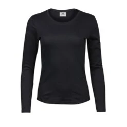 Tee Jays Ladies Long Sleeve Interlock Tee -XAMAX 590 black front 1