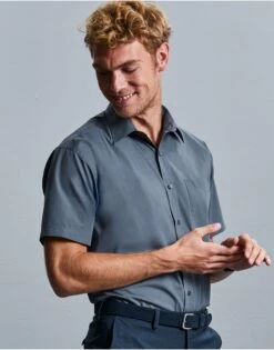 Russell Collection Mens Short Sleeve Classic Polycotton Poplin Shirt -XAMAX 5a47064eda84e09c833ef2bc1e047033bd85438534342e201a6ba62fd9ff8d74