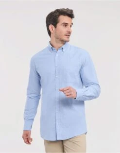 Russell Collection Mens Long Sleeve Tailored Washed Oxford Shirt -XAMAX 660b96f6b6b80a96f27cfd8f382e0a3d4e586a669b4ff83fdb075555784ab423