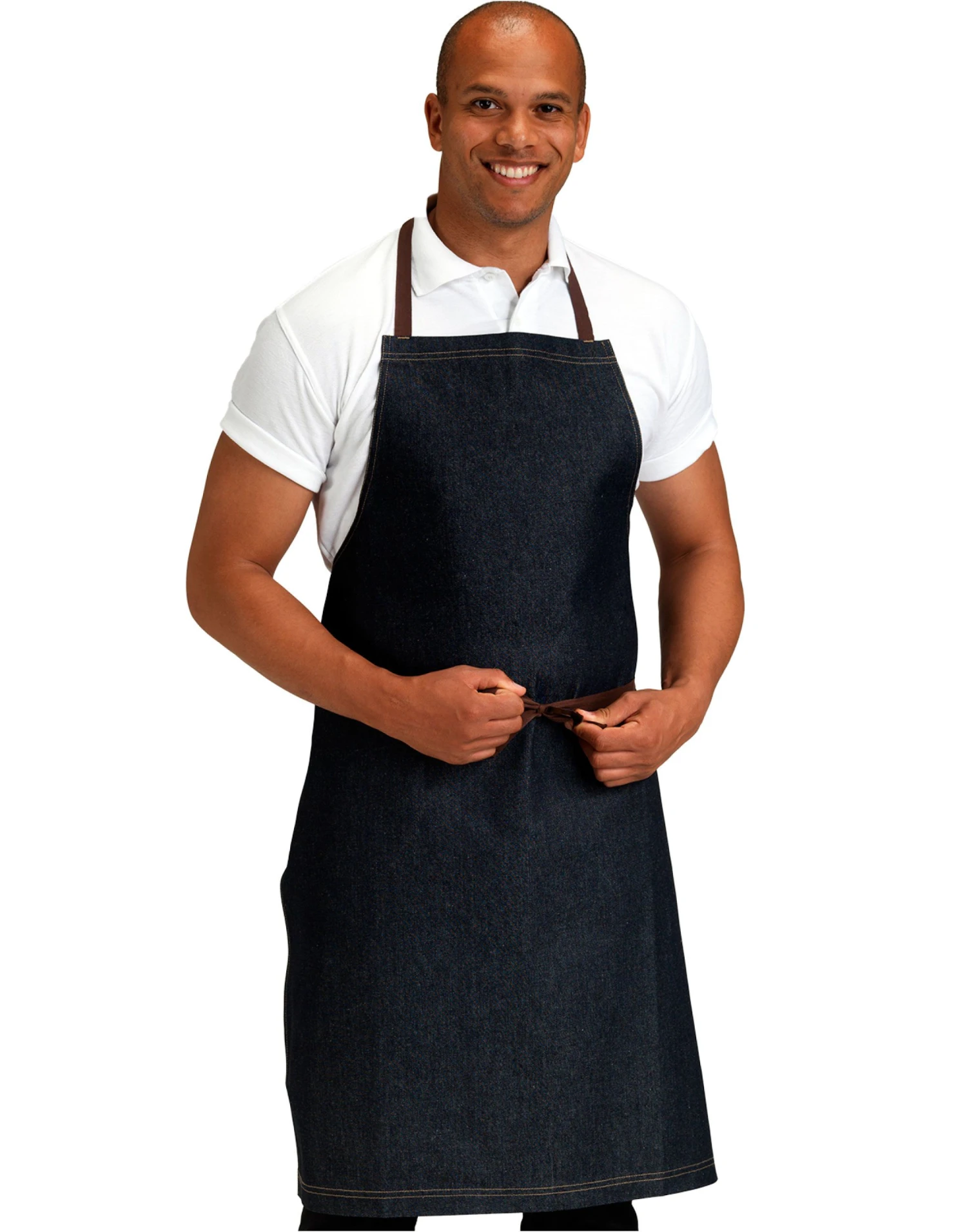 Dennys Denim Bib Apron With Contrast Stitching 3 Dennys Denim Bib Apron With Contrast Stitching