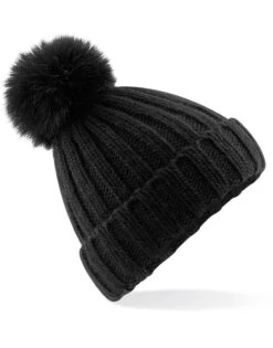 Beechfield Verbier Faux Fur Pop Pom Chunky Beanie