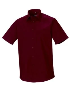 Russell Collection Mens Short Sleeve Fitted Stretch Shirt
