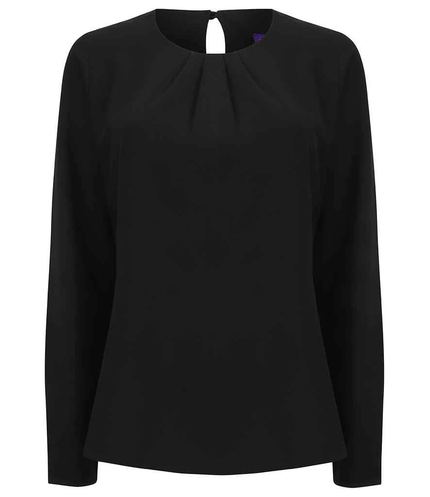 Henbury Ladies Pleat Front Long Sleeve Blouse 3 Henbury Ladies Pleat Front Long Sleeve Blouse