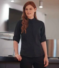 Henbury Ladies Mandarin Roll Sleeve Anti-bac Wicking Shirt 5 Henbury Ladies Mandarin Roll Sleeve Anti-bac Wicking Shirt -XAMAX 8478b34012129fb67e64928dd05a5823d77dbda10794130b831cefaf80cb8d49