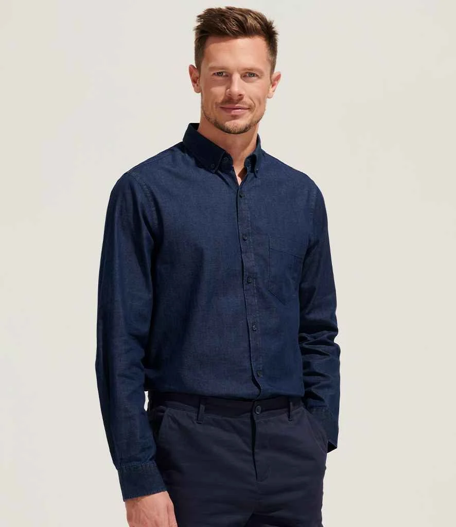 SOL'S Sols Barry Long Sleeve Denim Shirt 4 SOL'S Sols Barry Long Sleeve Denim Shirt - Image 2