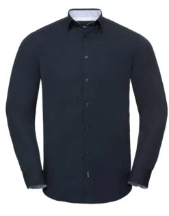 Russell Collection Mens Long Sleeve Tailored Contrast Ultimate Stretch Shirt  -XAMAX 91288688248dba0a891d127c9b477a13920de45b2ec7f799b7988de46bdc60c8
