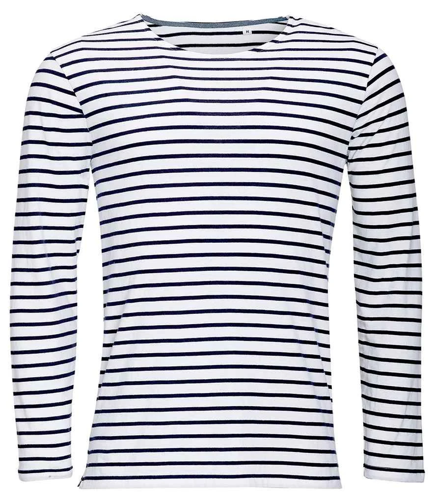 SOL'S Sols Marine Long Sleeve Striped T Shirt 3 SOL'S Sols Marine Long Sleeve Striped T Shirt