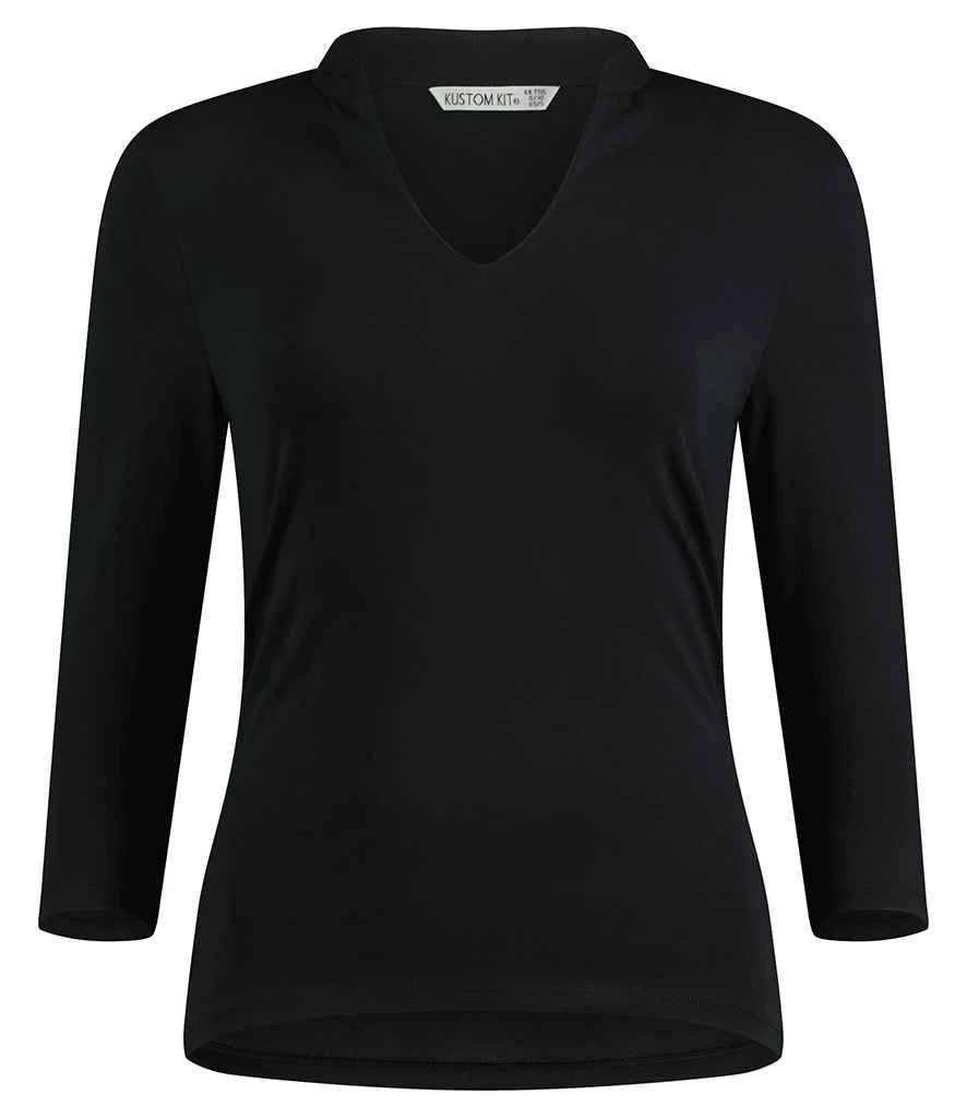 Kustom Kit Womens Regular Fit Mandarin Collar Top 4 Kustom Kit Womens Regular Fit Mandarin Collar Top - Image 2