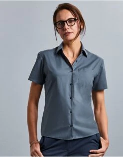 Russell Collection Ladies' Short Sleeve Classic Polycotton Poplin Shirt 18 Russell Collection Ladies' Short Sleeve Classic Polycotton Poplin Shirt -XAMAX 9ae16f298d71c547941c223f16b14fcbcc0bb40a68ec0c1d34dcb116c5150854