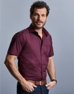 Russell Collection Mens Short Sleeve Fitted Stretch Shirt -XAMAX 9ce4be7228c88a2ace25518987bdbd0fac63bb83081972709670a319bd49771d