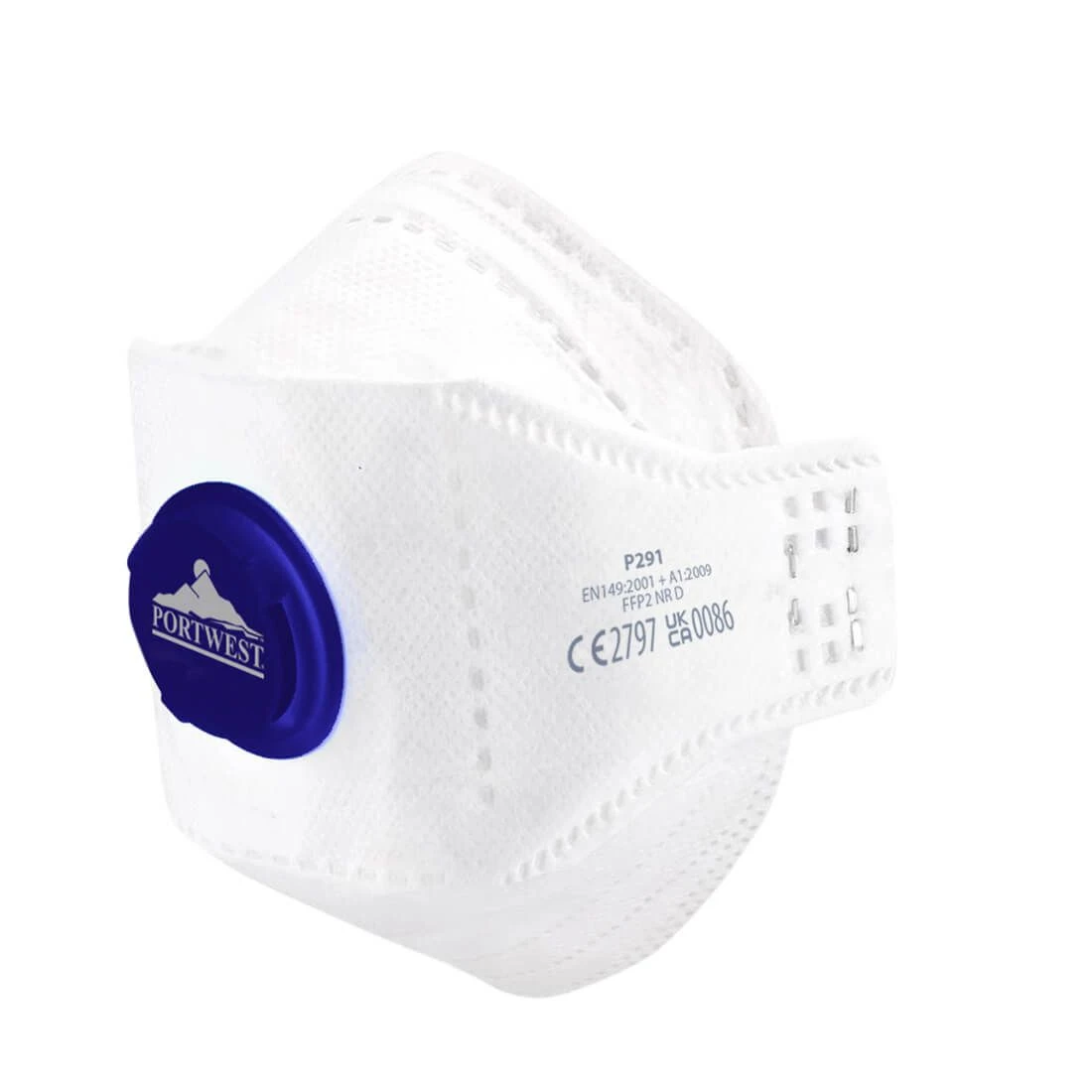 Portwest EAGLE FFP2 Valved Dolomite Fold Flat Respirator (Pk10) 3 Portwest EAGLE FFP2 Valved Dolomite Fold Flat Respirator (Pk10)