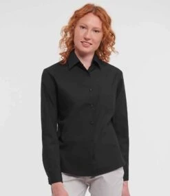 Russell Collection Ladies' Long Sleeve Classic Pure Cotton Poplin Shirt -XAMAX 9da3dcdadf5fac6ab64d255a0d6cf60098480ce7c29f0d39b36f011dcb572170